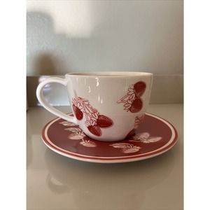 Starbucks Coffee Strawberry 13oz Collector Tea Cup Mug & Saucer Cappuccino 2007